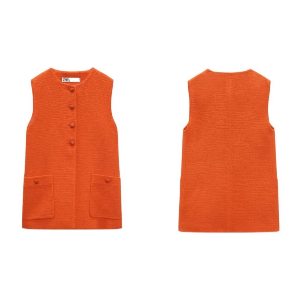 COPY - ZARA TEXTURED POCKET VEST ORANGE | 2849/811